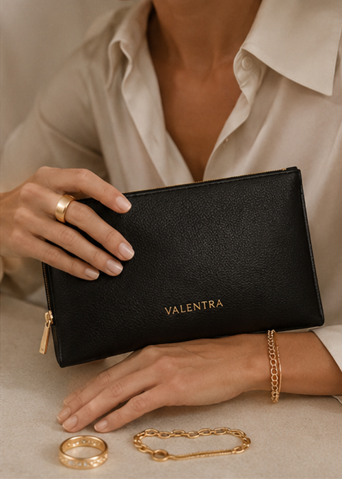 Noir Yapısal Altın Clutch